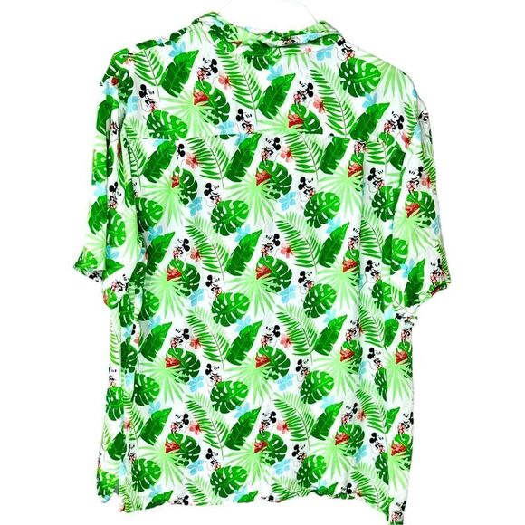 Disney Mickey Mouse Tropical Camp Resort Hawaiian Print Woven Button Size Large - Picture 2 of 9